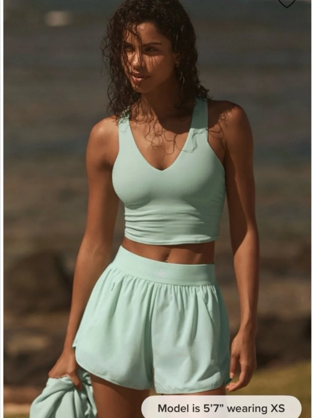 ALO Mint Green Cropped Shorts